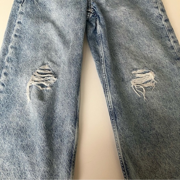 Gap Kids Low Rise Stride Wide Leg Jeans Size 6 Girl Stonewashed Distressed Denim - Picture 6 of 10